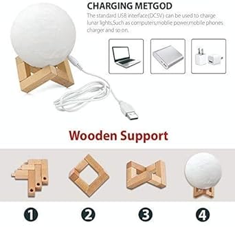 PuRa Tienda Moon Lamp - Color Changing Rechargeable LED Night Light for Beautiful Ambient Lighting