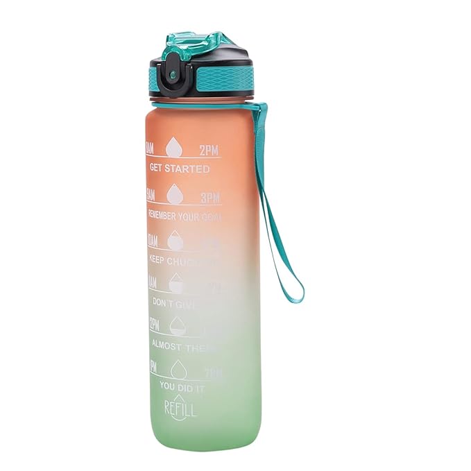Motivational Time Marker Orange/Green Gym Bottle (1000 mL)