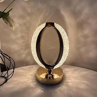 PuRa Tienda Oval Crystal Lamp - Dimmable Rechargeable LED Night Light for Decorative Lighting in Home, Office, and Restaurant