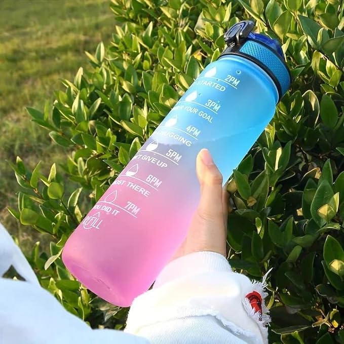 Motivational Time Marker Blue/Pink Gym Bottle (1000 mL)