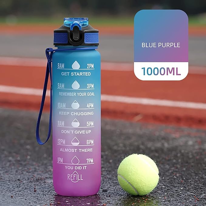 Motivational Time Marker Blue/Pink Gym Bottle (1000 mL)
