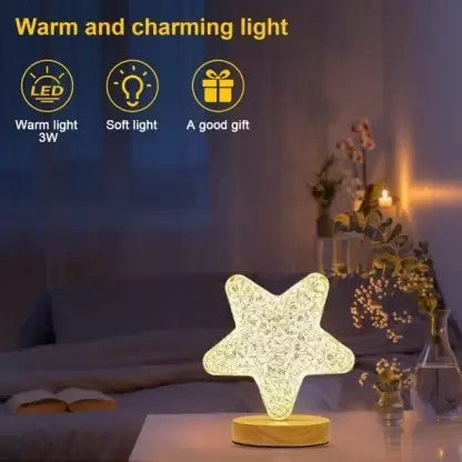 PuRa Tienda Star Crystal Lamp - USB Powered LED Night Light with Acrylic Crystal Shape